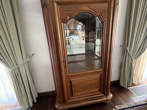 Antique display cabinet in solid walnut