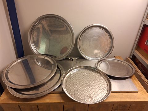 6 stuks RVS Serveerdienbladen