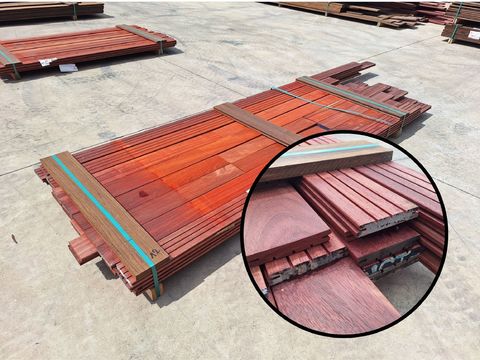 Padouk terrasplanken 20x142 MM Bfix, +/-12,5 m2. B-kwaliteit