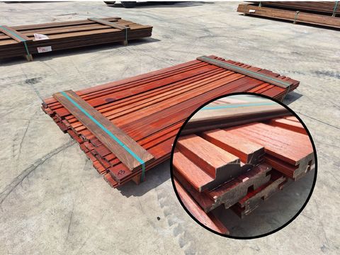 Padouk smal dubbel 26x98 MM, +/- 7,5 m2. B-kwaliteit