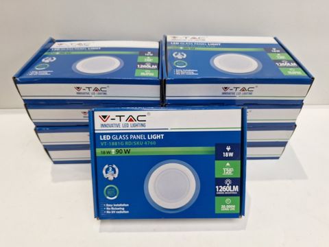 V-TAC VT-1881G RD LED Glass Panel 18W Rond - Set van 10 stuks