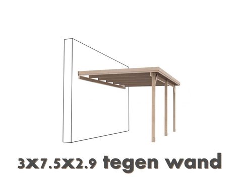 carport tegen muur 3x7,5x2,9