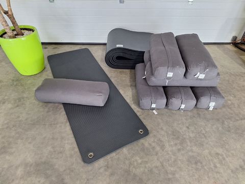 Lot met 8st.fitnessmatten en 9st.kussens Ecoyogi