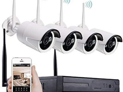 Wifi CCTV camera beveiligingset draadloos met 4 cameras (nachtzicht)