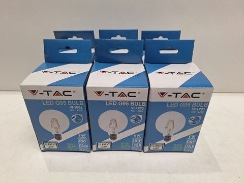 6 stuks V-TAC Filament LED G95 Globe Lampen - 6W (550lm)