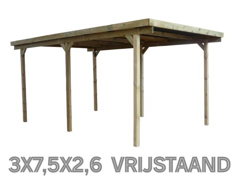 carport vrijstaand 3x7,5x2,6