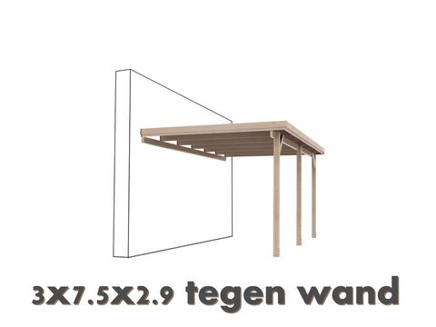 carport tegen muur 3x7,5x2,9