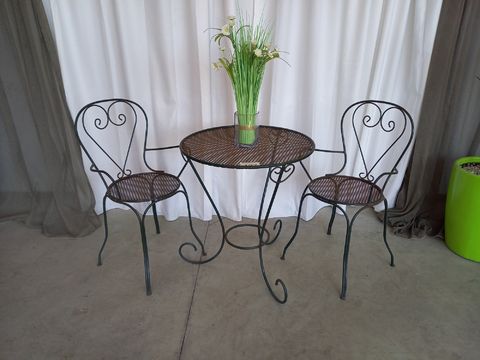 Brocante klassiek tuinset van smeedijzer