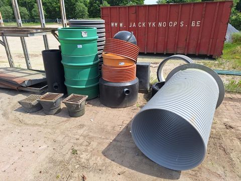 Lot of sewage pipes,manholes and rings