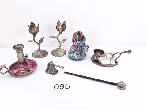 Collectie van vijf vintage kandelaars