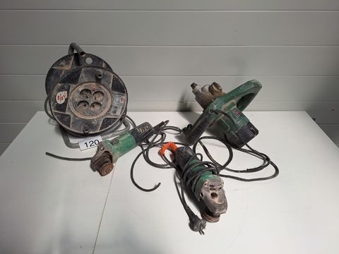 2 Hitachi haakse slijpers,mengmachine en kabelhaspel