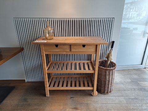 FÖRHÖJA Table à roulettes, bouleau - IKEA-incl. panier et vase