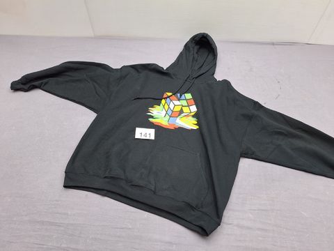 Hoodie zwart met smeltende Rubik’s Cube-print 2XL