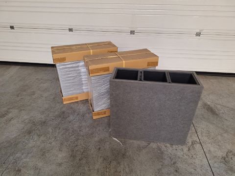 Set van 3 Moderne Fiberclay Bloembakken - Grijs