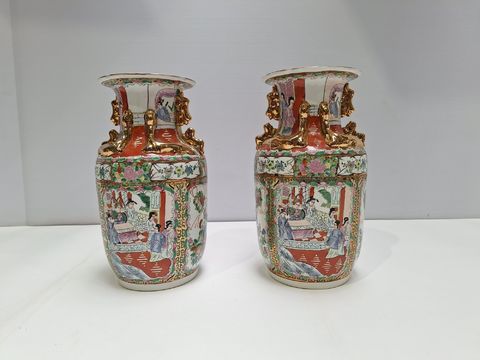 Paar Grote Chinese 'Rose Medallion' Vazen – 2e helft 20e eeuw