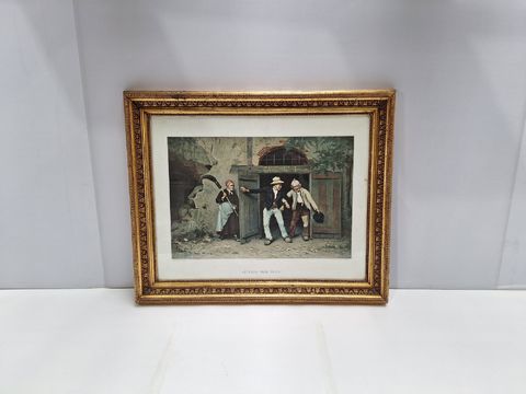 Antieke Typogravure "Attends, mon vieux!" – Jean Moreau