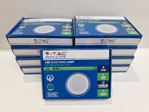 V-TAC VT-1881G RD LED Glass Panel 18W Rond - Set van 10 stuks