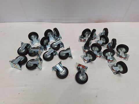 Partij van 24 Professionele Transportwielen – 100 mm (12 x zwenk & 12 x Vast)