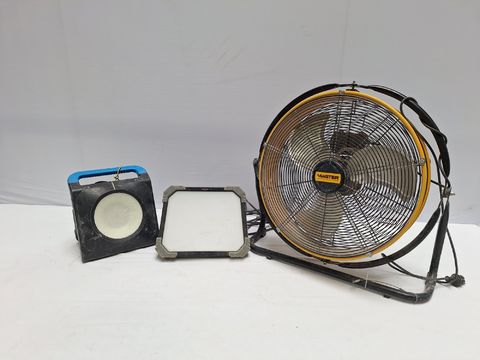 Werfverlichting en industriële vloerventilator Master
