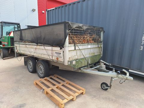 Remorque Delje à double essieu avec supports à feuillage et filet de protection (750 kg) + 2 rampes d'accès