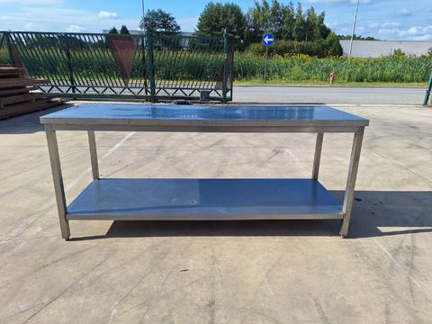 RVS horeca werktafel met bodemschap (200 x 70 cm)