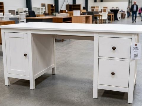 IKEA HEMNES Bureau - Wit Gebeitst - Massief Hout