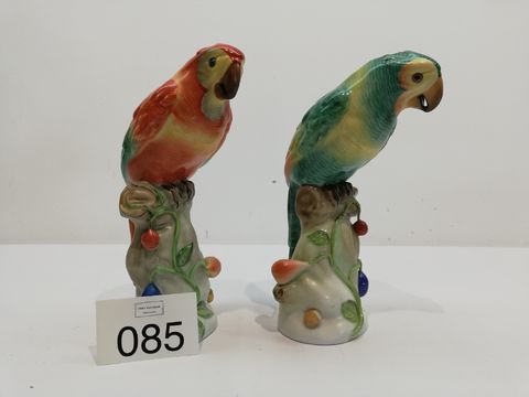 2 Vintage Herend Hongaarse porseleinen papagaaien