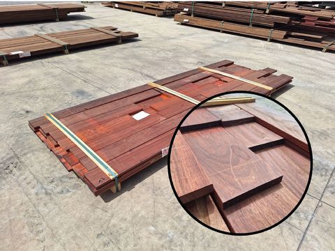 Padouk terrasplanken 20x142 MM Bfix, +/-6 m2. B-kwaliteit