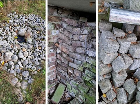 Lot bakstenen,pannen,keien en kasseien