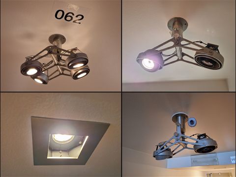 Ensemble de 4 plafonniers industriels + 14 spots encastrés