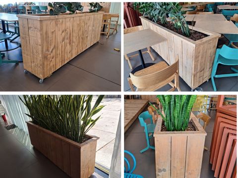 Verrijdbare Houten Plantenbakken / Horeca Roomdividers (7 stuks)